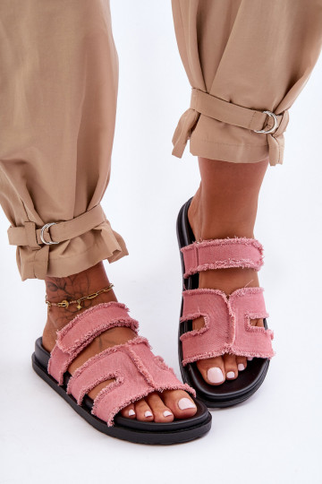 Slippers met zelfklevende sluitingen in roze kleur Lamirose 2