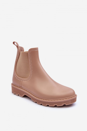 Helinca, matte rubberen laarzen van het resistente model, beige kleur