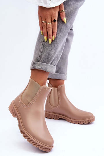 Helinca, matte rubberen laarzen van het resistente model, beige kleur 2
