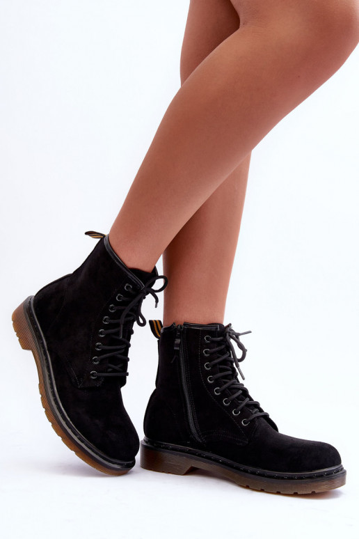 Suede laarzen laarzen met brede hakken zwarte kleur Asteoris Suede laarzen laarzen met brede hakken zwarte kleur Asteoris