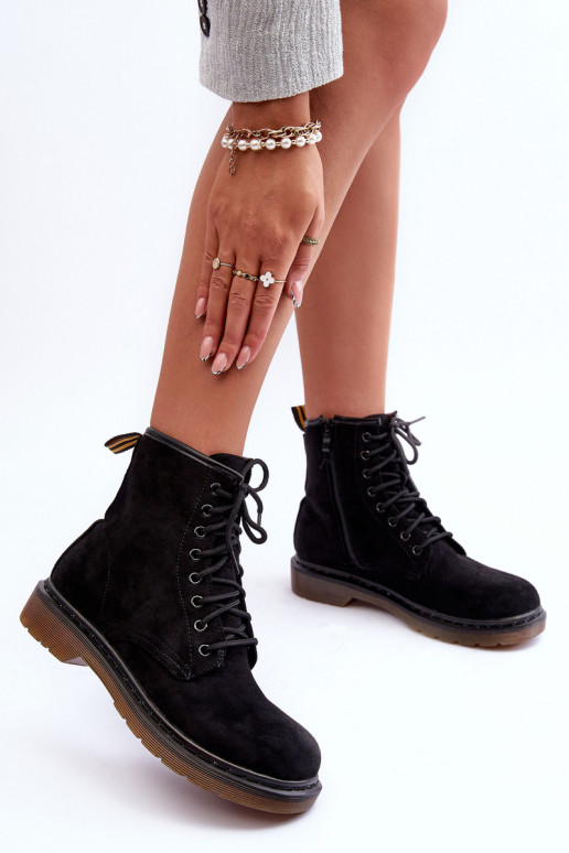 Suede laarzen laarzen met brede hakken zwarte kleur Asteoris Suede laarzen laarzen met brede hakken zwarte kleur Asteoris