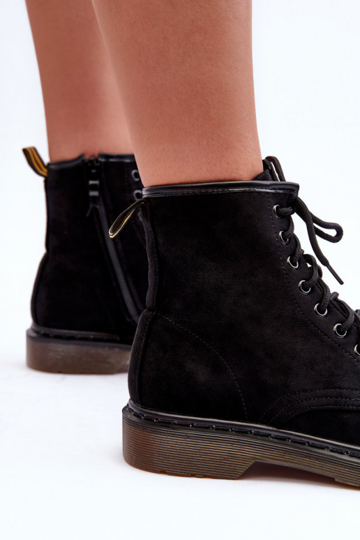 Suede laarzen laarzen met brede hakken zwarte kleur Asteoris Suede laarzen laarzen met brede hakken zwarte kleur Asteoris