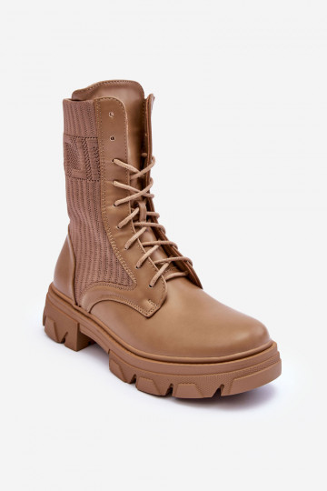enkellaarsjes met veters beige Marlissa