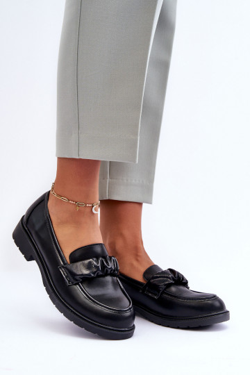 Mocassinschoenen met brede hakken zwarte kleur S.Barski HY335
