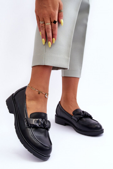 Mocassinschoenen met brede hakken zwarte kleur S.Barski HY335 2