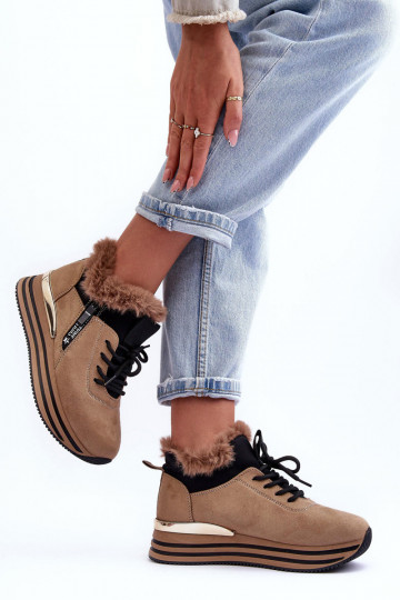 platform sneakers met bont in beige Jamarie 2