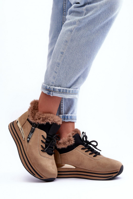 platform sneakers met bont in beige Jamarie platform sneakers met bont in beige Jamarie