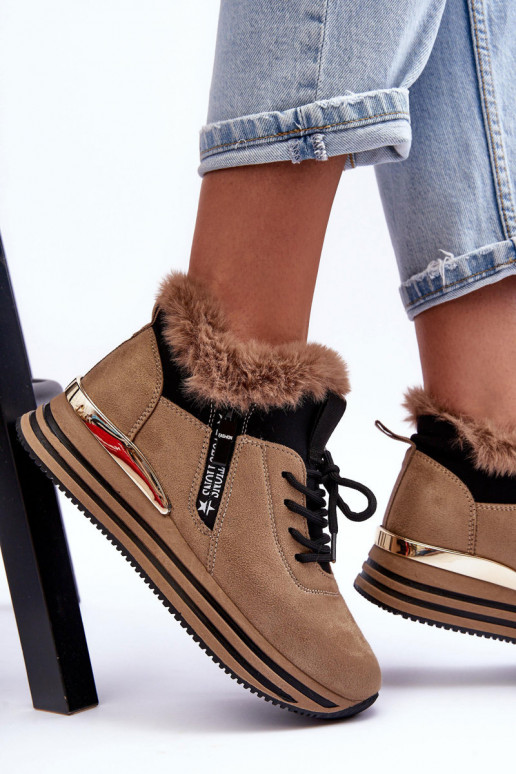 platform sneakers met bont in beige Jamarie platform sneakers met bont in beige Jamarie