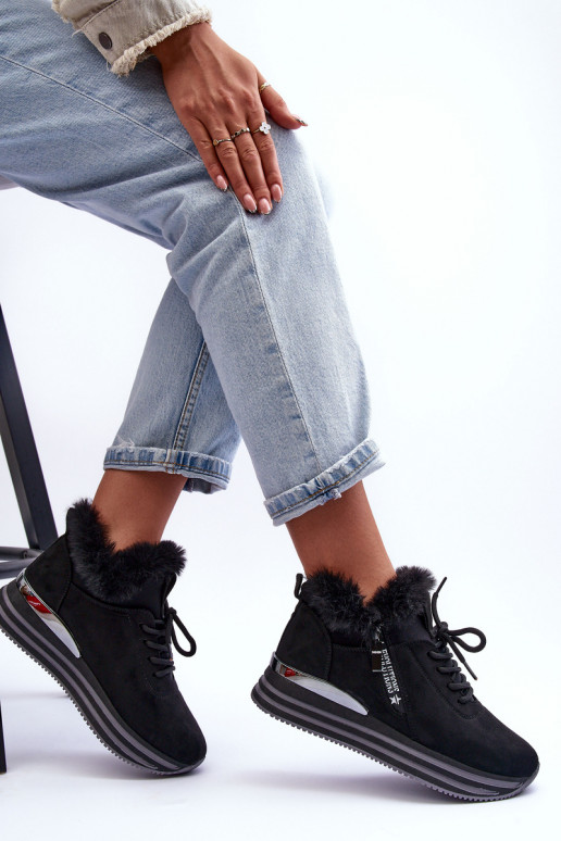 platform sneakers met bont in zwart Jamarie platform sneakers met bont in zwart Jamarie