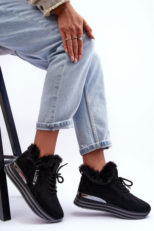 platform sneakers met bont in zwart Jamarie platform sneakers met bont in zwart Jamarie