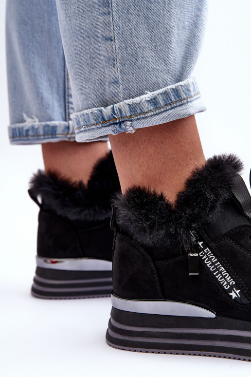 platform sneakers met bont in zwart Jamarie platform sneakers met bont in zwart Jamarie