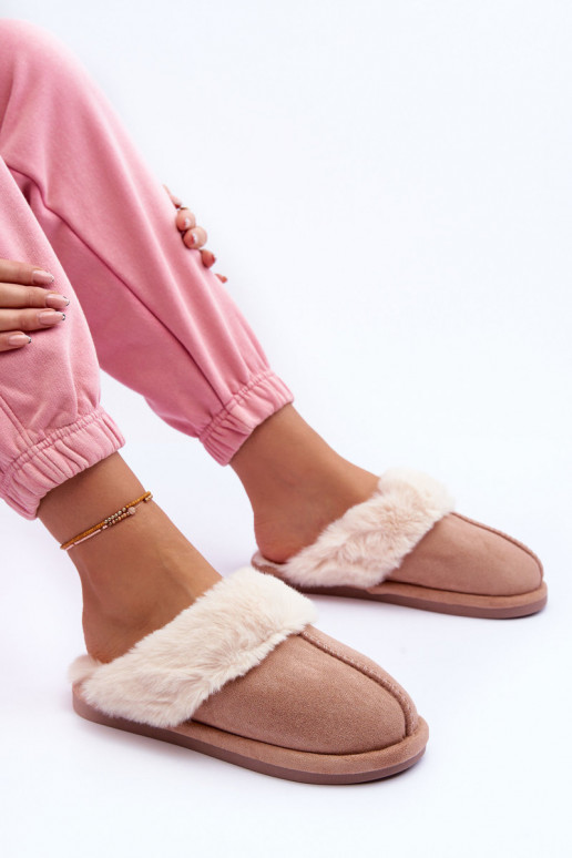 Slippers met bont beige Pinky Slippers met bont beige Pinky