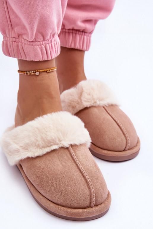 Slippers met bont beige Pinky Slippers met bont beige Pinky