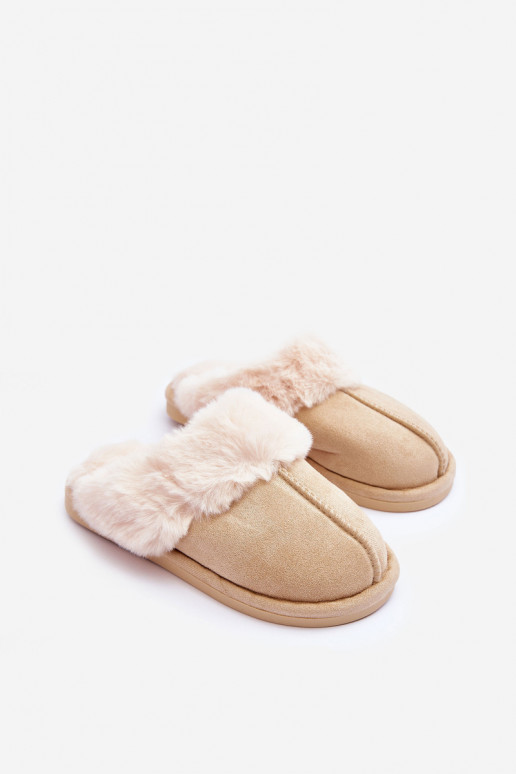 Slippers met bont in ivoor Pinky