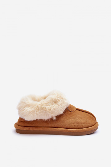Slippers met bont bruine kleur Lanoze