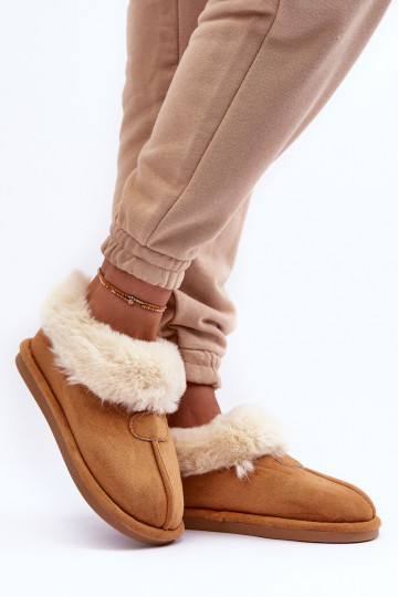 Slippers met bont bruine kleur Lanoze 2