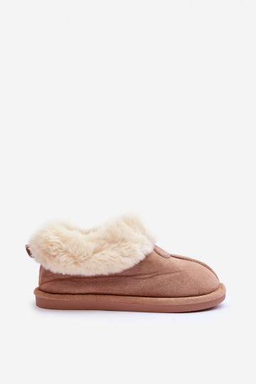 Slippers met bont beige kleur Lanoze