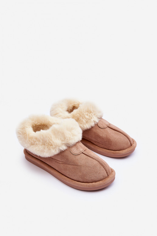 Slippers met bont beige kleur Lanoze Slippers met bont beige kleur Lanoze