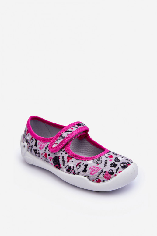 Kinderpantoffels/ballerinaschoenen Befado 114X521 kleur grijs-roze
