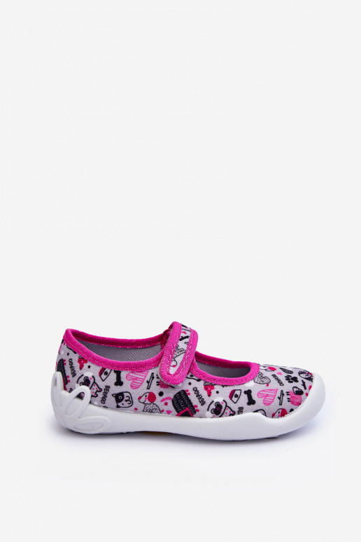 Kinderpantoffels/ballerinaschoenen Befado 114X521 kleur grijs-roze