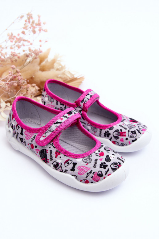 Kinderpantoffels/ballerinaschoenen Befado 114X521 kleur grijs-roze