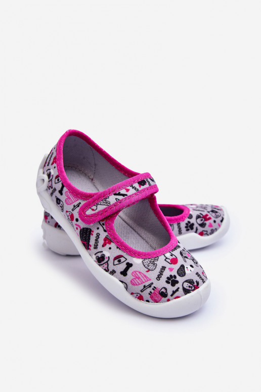 Kinderpantoffels/ballerinaschoenen Befado 114X521 kleur grijs-roze