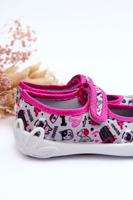 Kinderpantoffels/ballerinaschoenen Befado 114X521 kleur grijs-roze