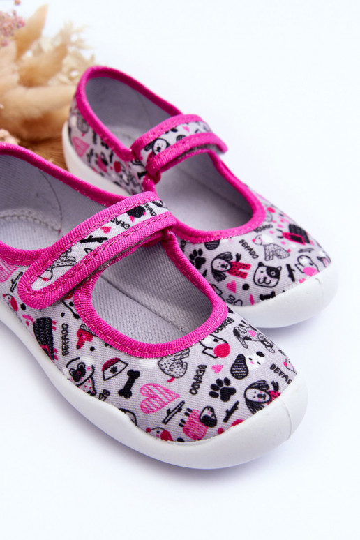 Kinderpantoffels/ballerinaschoenen Befado 114X521 kleur grijs-roze