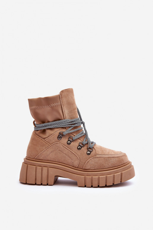 Suède schoenen met veters beige Acorn