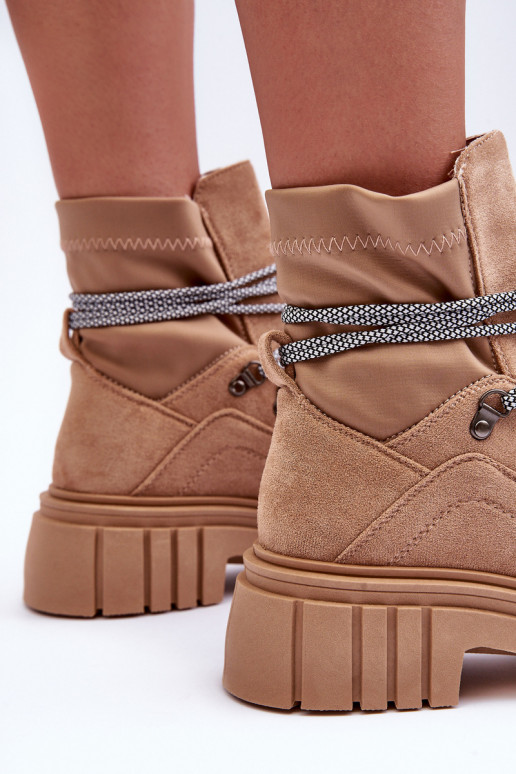 Suède schoenen met veters beige Acorn