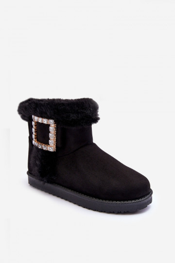 snowboots verwarmd met gespen in de zwarte kleur Dulca