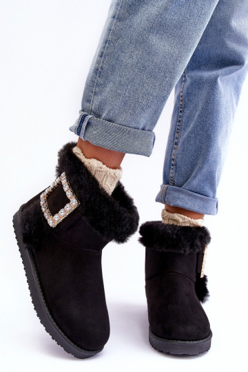 snowboots verwarmd met gespen in de zwarte kleur Dulca 2