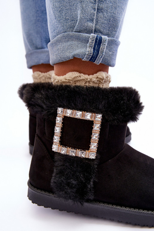 snowboots verwarmd met gespen in de zwarte kleur Dulca snowboots verwarmd met gespen in de zwarte kleur Dulca