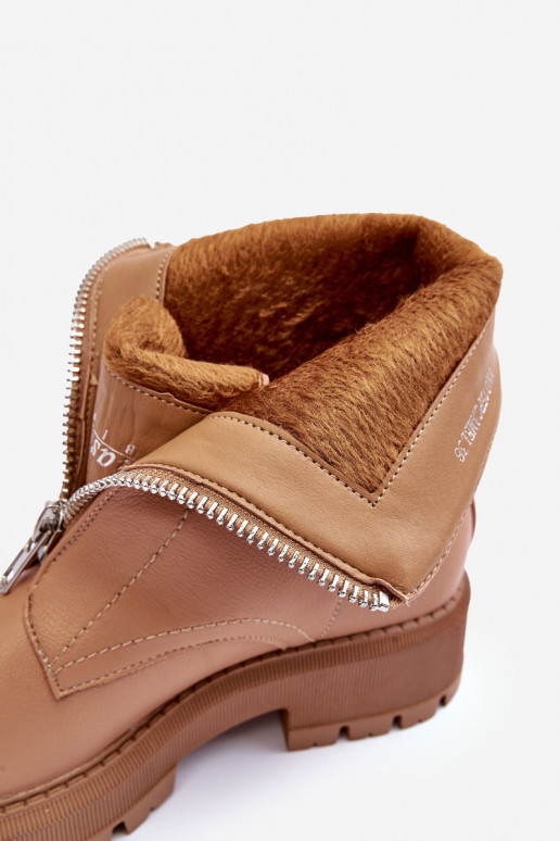 Laarzen met brede hakken met ritsen in de bruine kleur Vimal