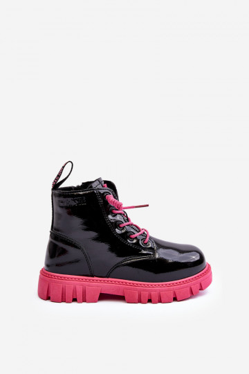 verwarmd met verniseffect Laarzen Kinderen Big Star MM374148 Zwart en roze 2