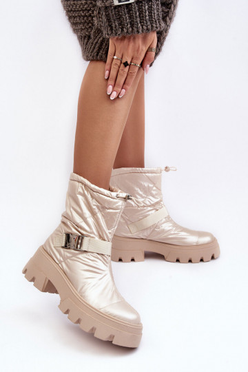 Dameslaarzen met trendy massieve zool in beige Werikse 2