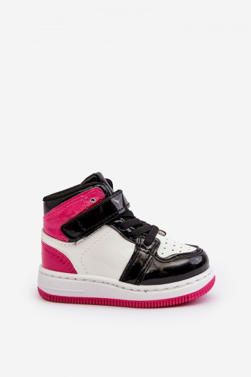 Kindersportschoenen met lakeffect in roze-witte kleur Milara 2