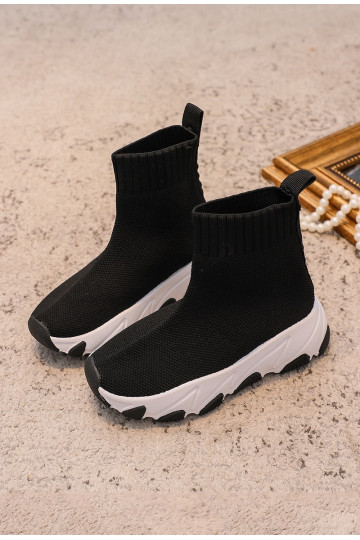 met sokachtige schoenen Kindersneakers Zwart-witte kleur Zaelin
