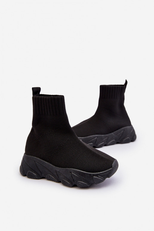 met sokachtige schoenen Kindersneakers zwarte kleur Zaelin met sokachtige schoenen Kindersneakers zwarte kleur Zaelin