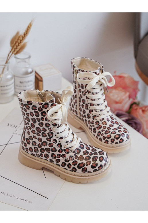 verwarmde kinderlaarzen met rits beige-bruine kleur Dolida