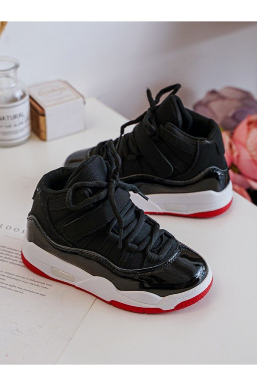 Kindersneakers met veters Zwart en rood Darina Kindersneakers met veters Zwart en rood Darina