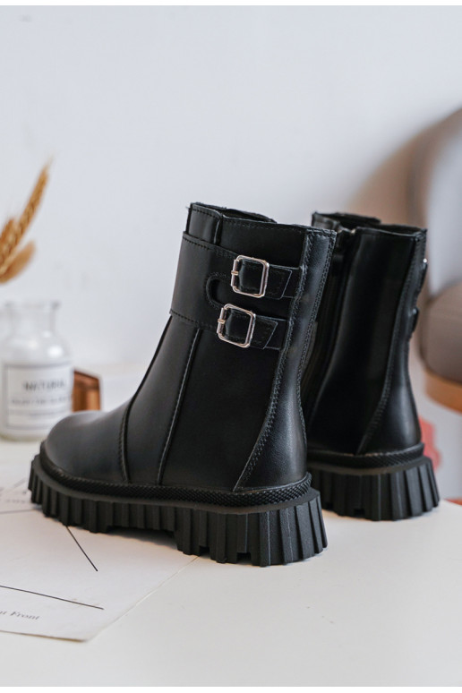 Kinderlaarzen met gespen in de kleur zwart Chloraia Kinderlaarzen met gespen in de kleur zwart Chloraia