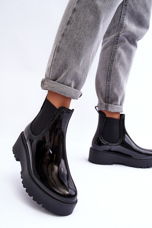 met verniseffect Rubberen schoenen Laarzen met platform Big Star MM274395 zwarte kleur met verniseffect Rubberen schoenen Laarzen met platform Big Star MM274395 zwarte kleur