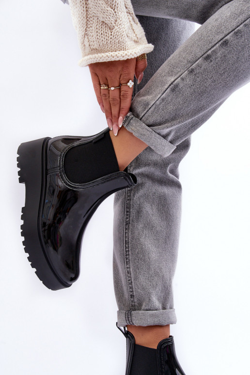 met verniseffect Rubberen schoenen Laarzen met platform Big Star MM274395 zwarte kleur met verniseffect Rubberen schoenen Laarzen met platform Big Star MM274395 zwarte kleur