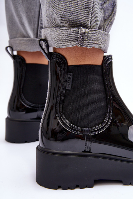 met verniseffect Rubberen schoenen Laarzen met platform Big Star MM274395 zwarte kleur met verniseffect Rubberen schoenen Laarzen met platform Big Star MM274395 zwarte kleur