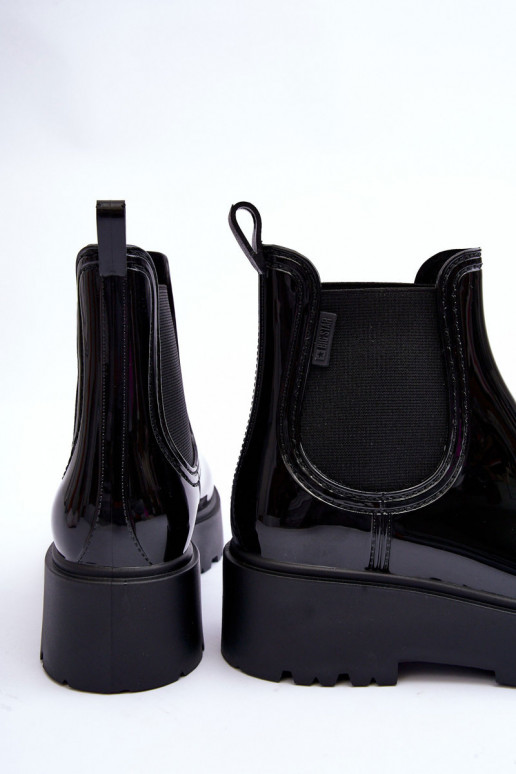 met verniseffect Rubberen schoenen Laarzen met platform Big Star MM274395 zwarte kleur met verniseffect Rubberen schoenen Laarzen met platform Big Star MM274395 zwarte kleur