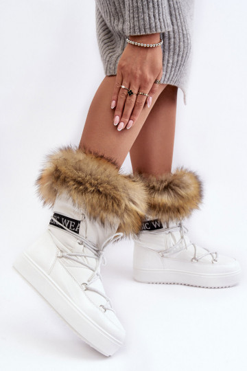 witte Santero snowboots met veters 2