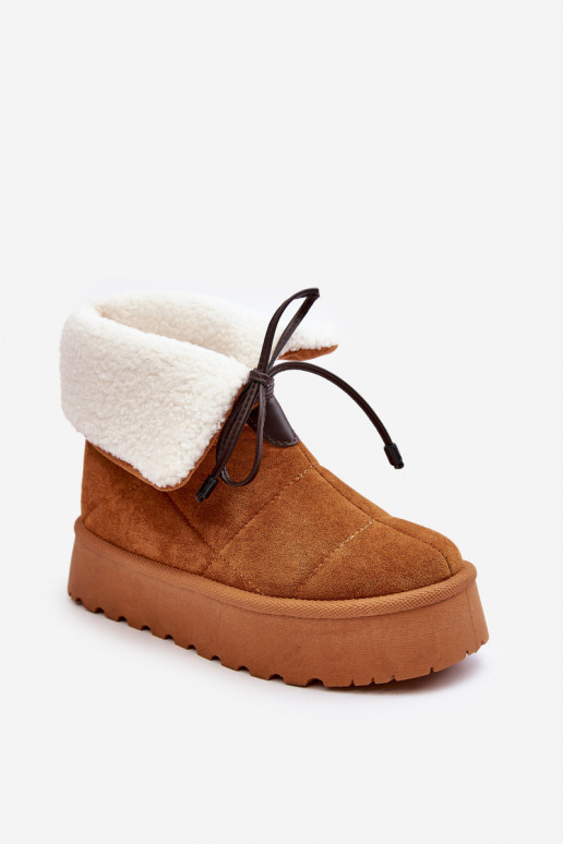 snowboots met platform met verwarming in de bruine kleur Olimuka snowboots met platform met verwarming in de bruine kleur Olimuka