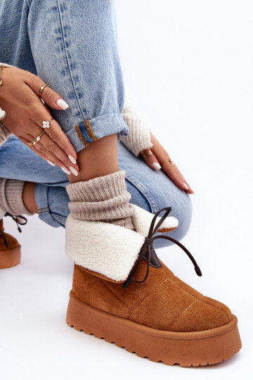 snowboots met platform met verwarming in de bruine kleur Olimuka 2