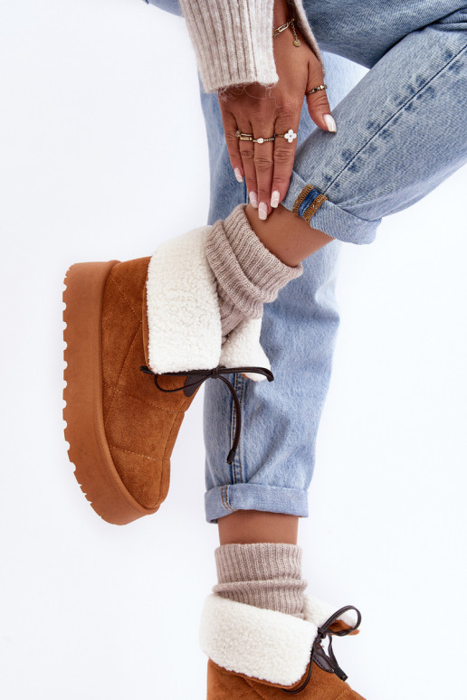 snowboots met platform met verwarming in de bruine kleur Olimuka snowboots met platform met verwarming in de bruine kleur Olimuka